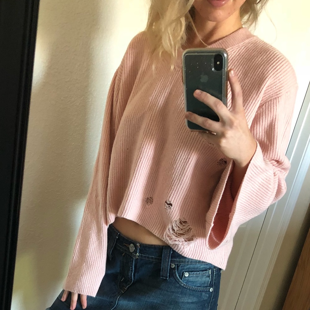 Pink Distressed Sweater - Picture 4 of 8